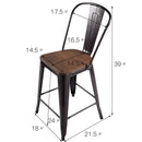 Set of 4 Industrial Metal Counter Stool Dining Chairs with Removable Backrests by LJGDeals
