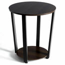 2-tier Round End Table with Storage Shelf & Metal Frame by LJGDeals