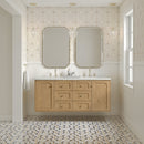 James Martin Laurent 60" Dual Mount Double Bathroom Vanity, Light Natural Oak