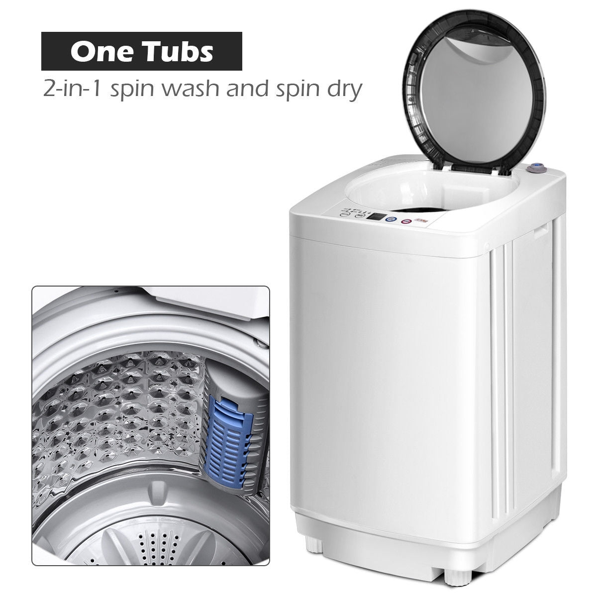 Portable 7.7 lbs Automatic Laundry Washing Machine with Drain Pump, photo 6 of 8