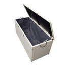 White Wicker Patio Deck Box with 113 Gallon Storage and Metal Frame