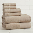 Cotton Linen-Like Border 6-Piece Towel Set - Priya Collection by Great Bay Home