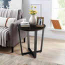 2-tier Round End Table with Storage Shelf & Metal Frame by LJGDeals