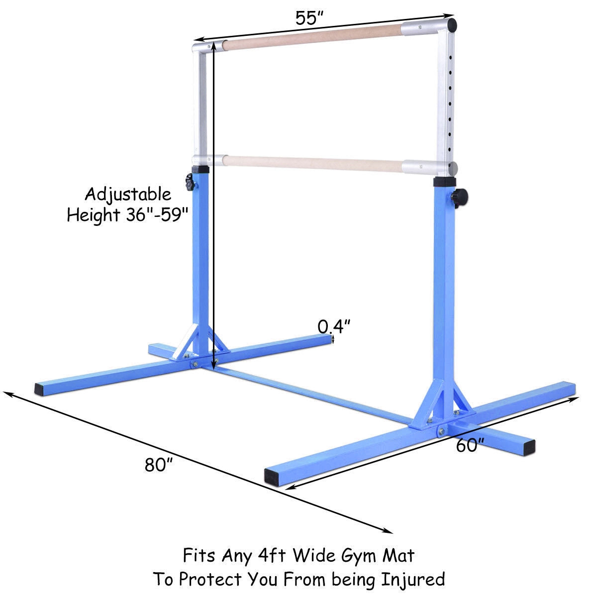 Adjustable Gymnastics Horizontal Bar for Kids-Blue, photo 4 of 8
