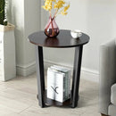 2-tier Round End Table with Storage Shelf & Metal Frame by LJGDeals