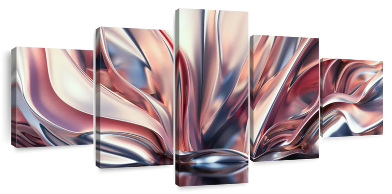 Pink And Silver Abstract Wall Art