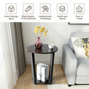 2-tier Round End Table with Storage Shelf & Metal Frame by LJGDeals