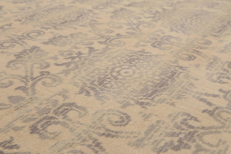 6' x 9' Hand Knotted Damask Design 100% Wool Area rug Beige