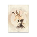 Beige rabbit girl canvas framed wall art set kids room by Decorbites