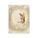 Beige rabbit girl canvas framed wall art set kids room by Decorbites