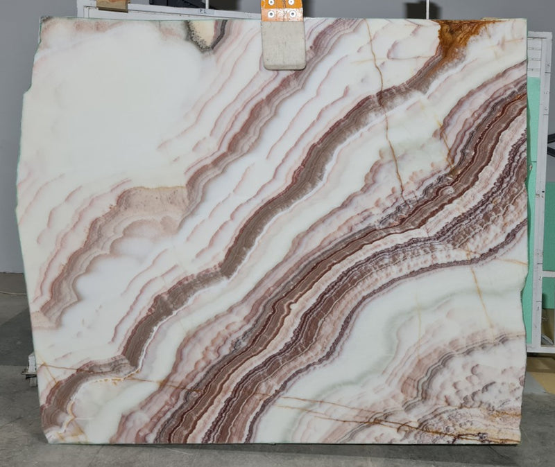 Rainbow Onyx Bookmatching Polished Marble Slab