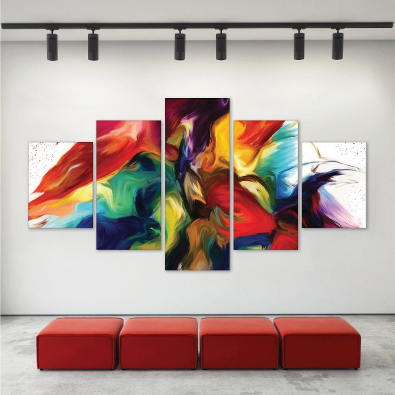 Rainbow Splash Canvas - 5 Panel