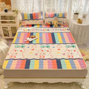 GobekUsa Cartoon Print Silky Mattress Set: 4-Layer Quilted Breathable Cushion