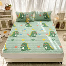GobekUsa Cartoon Print Silky Mattress Set: 4-Layer Quilted Breathable Cushion