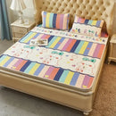 GobekUsa Cartoon Print Silky Mattress Set: 4-Layer Quilted Breathable Cushion