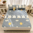 GobekUsa Cartoon Print Silky Mattress Set: 4-Layer Quilted Breathable Cushion