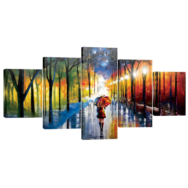 Rainy Stroll Canvas - 5 Panel