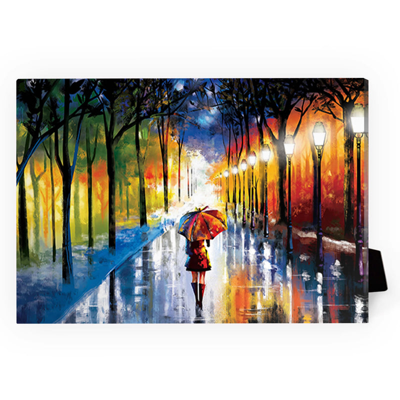 Rainy Stroll Desktop Canvas