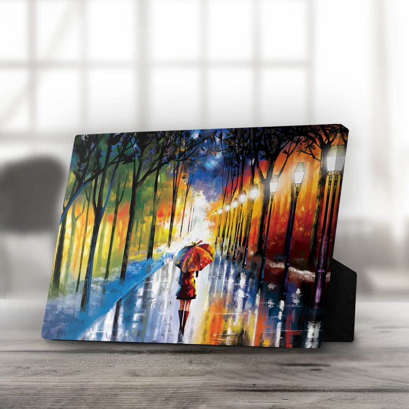 Rainy Stroll Desktop Canvas