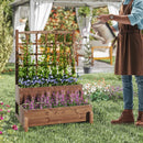 Raised Garden Bed with Trellis 2-tier Wood Planter Box with Drainage Holes-Rustic Brown by LJGDeals
