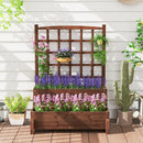 Raised Garden Bed with Trellis 2-tier Wood Planter Box with Drainage Holes-Rustic Brown by LJGDeals
