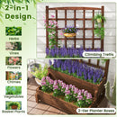 Raised Garden Bed with Trellis 2-tier Wood Planter Box with Drainage Holes-Rustic Brown by LJGDeals