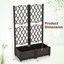 PE Rattan Raised Garden Bed with Trellis Planter Box for Climbing Plants-Brown