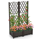 PE Rattan Raised Garden Bed with Trellis Planter Box for Climbing Plants-Brown by LJGDeals