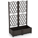 PE Rattan Raised Garden Bed with Trellis Planter Box for Climbing Plants-Brown by LJGDeals