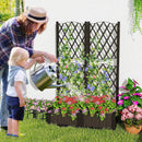 PE Rattan Raised Garden Bed with Trellis Planter Box for Climbing Plants-Brown by LJGDeals