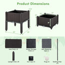 2 Set Elevated Plastic Raised Garden Bed Planter Kit for Flower Vegetable Grow-Brown by LJGDeals