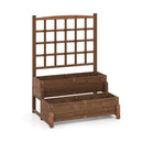 Raised Garden Bed with Trellis 2-tier Wood Planter Box with Drainage Holes-Rustic Brown by LJGDeals