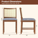Rattan Dining Chair Set of 2 with Rubber Wood Frame and Linen Fabric Padded Seat-Walnut by LJGDeals