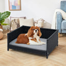 Rattan Dog Bed with Waterproof Soft Cushion for Medium Small Dogs Cats-Gray by LJGDeals