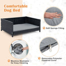 Rattan Dog Bed with Waterproof Soft Cushion for Medium Small Dogs Cats-Gray by LJGDeals