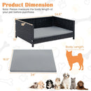 Rattan Dog Bed with Waterproof Soft Cushion for Medium Small Dogs Cats-Gray by LJGDeals