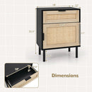 Rattan Nightstand Set of 2 with Drawer and Cabinet-Natural by LJGDeals