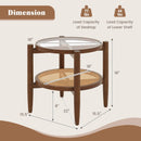 Rattan Round Side End Table with Tempered Glass Tabletop by LJGDeals
