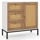Rattan Sideboard Buffet Cabinet with 1 Door and 3 Drawers-White by LJGDeals