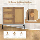 Rattan Sideboard Buffet Cabinet with 1 Door and 3 Drawers-White by LJGDeals