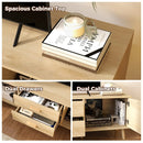 Rattan TV Stand for 65-Inch TV with Drawers and Solid Wood Legs-Natural by LJGDeals