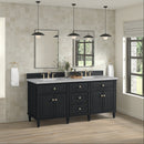 James Martin Lorelai 72" Double Bathroom Vanity, Black Onyx