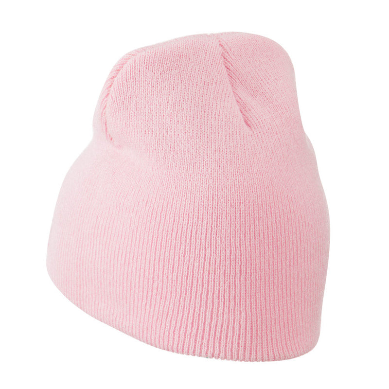 Breast Cancer Ribbon Embroidered Short Beanie