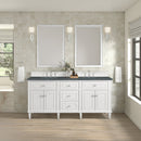 James Martin Lorelai 72" Double Bathroom Vanity, Bright White