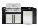 RCS 4-Burner 6-Foot Gas Grill Island with Rear Infrared Burner, Refrigerator, Access Door, Black Cabinet & Black Granite Countertop