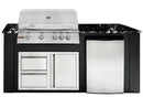 RCS 4-Burner 6-Foot Gas Grill Island with Rear Infrared Burner, Refrigerator, Access Door, Black Cabinet & Black Granite Countertop