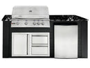 RCS 4-Burner 6-Foot Gas Grill Island with Rear Infrared Burner, Refrigerator, Access Door, Black Cabinet & Black Granite Countertop