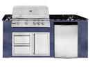 RCS 4-Burner 6-Foot Gas Grill Island with Rear Infrared Burner, Refrigerator, Access Door, Blue Cabinet & Black Granite Countertop