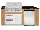 RCS 4-Burner 6-Foot Gas Grill Island with Rear Infrared Burner, Refrigerator, Access Door, Cedar Cabinet & Black Granite Countertop