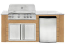 RCS 4-Burner 6-Foot Gas Grill Island with Rear Infrared Burner, Refrigerator, Access Door, Cedar Cabinet & White Granite Countertop